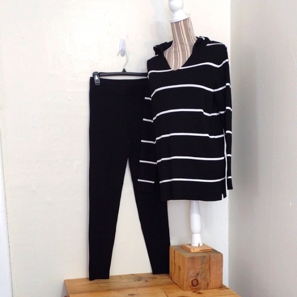 Cable & Gauge 2pc Black Knit Hooded Sweater & Knit Pants Size S NWT - Picture 1 of 11